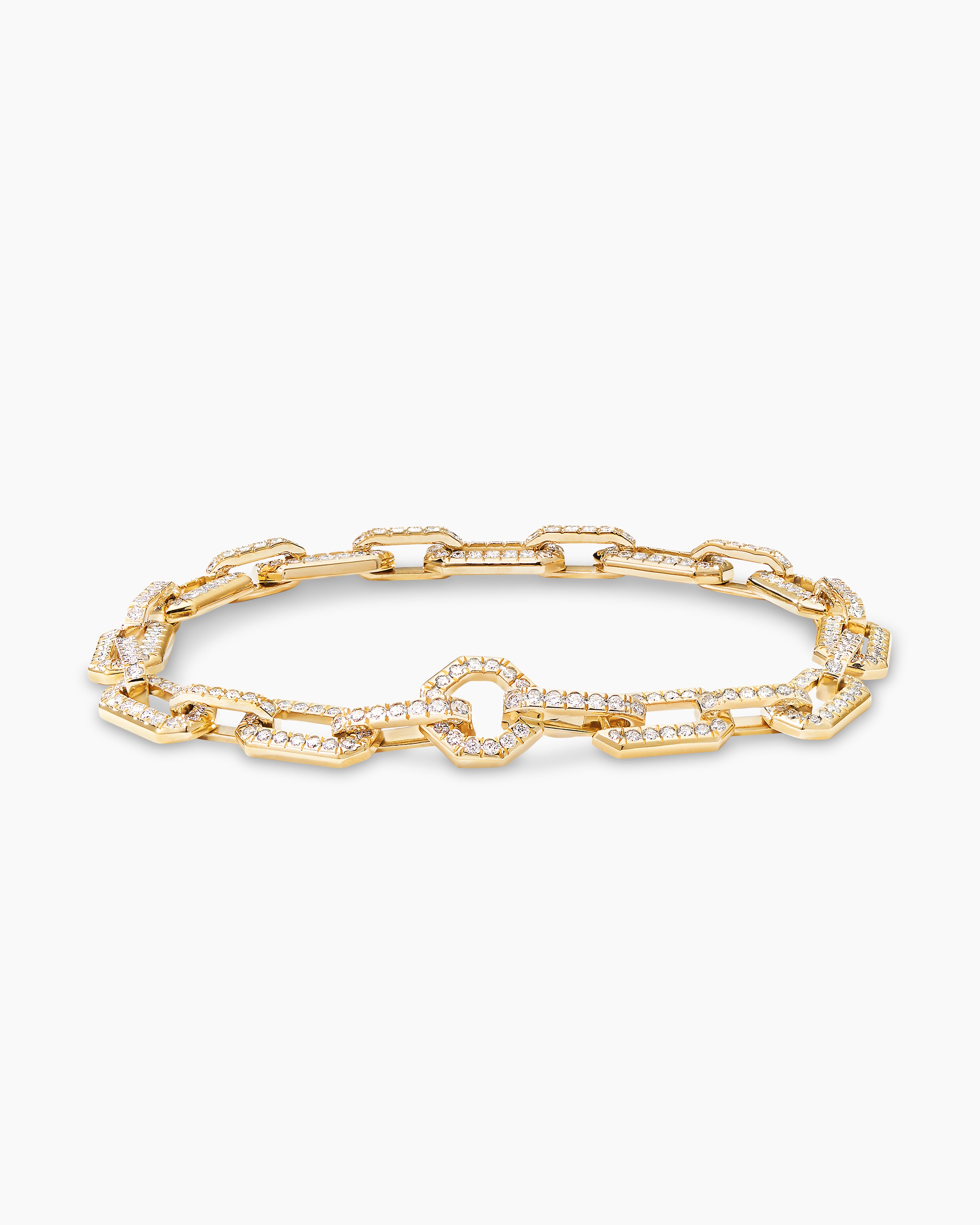 Pavé Chain Bracelet in 18K Yellow Gold with Diamonds, 7mm