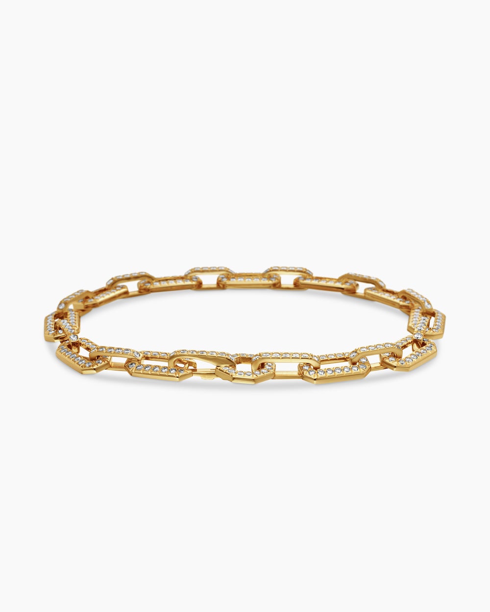 Womens Pavé Chain Bracelet in 18K Yellow Gold with Diamonds, 7mm