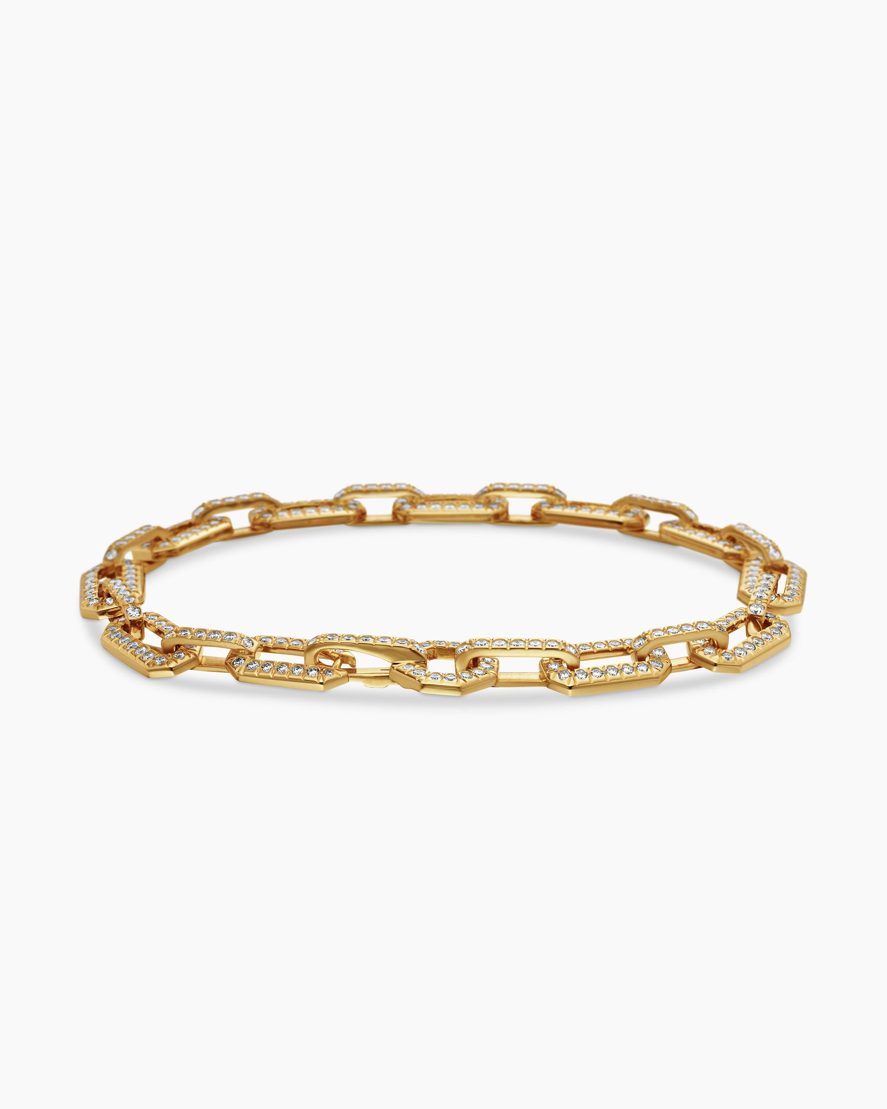 David Yurman Curb Chain Bracelet in 18K Yellow Gold with Pavu00c3u00a9  Diamonds