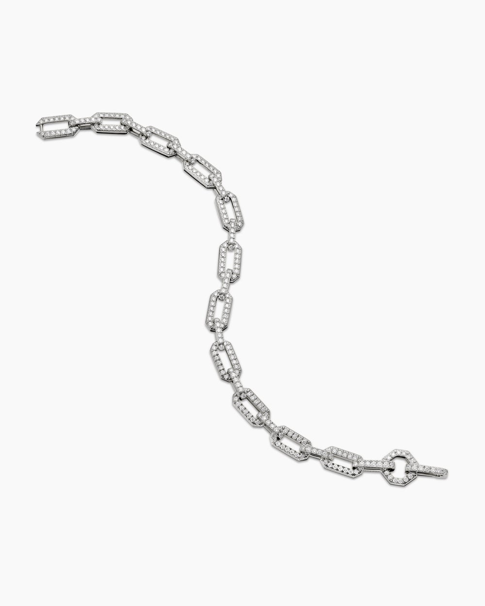 Womens Pavé Chain Bracelet in 18K White Gold, 7mm