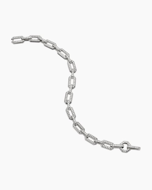 Womens Pavé Chain Bracelet in 18K White Gold with Diamonds, 7mm