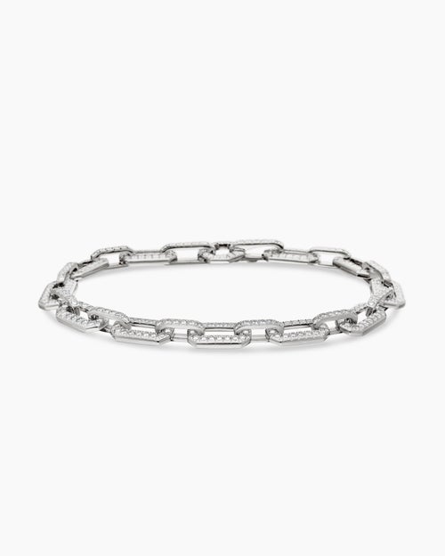 Womens Pavé Chain Bracelet in 18K White Gold with Diamonds, 7mm