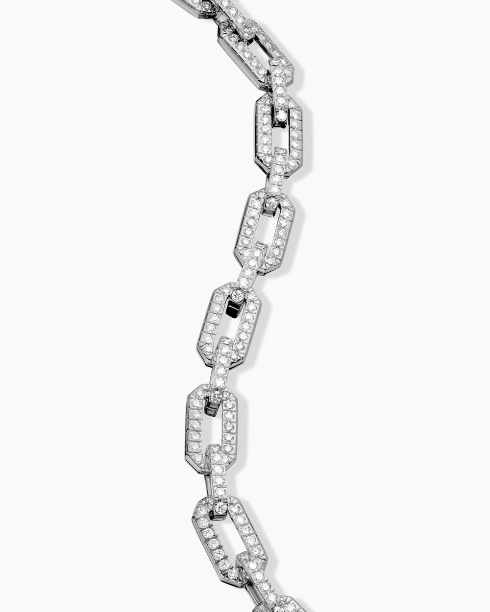 Womens Pavé Chain Bracelet in 18K White Gold, 7mm