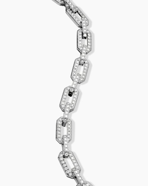 Womens Pavé Chain Bracelet in 18K White Gold with Diamonds, 7mm