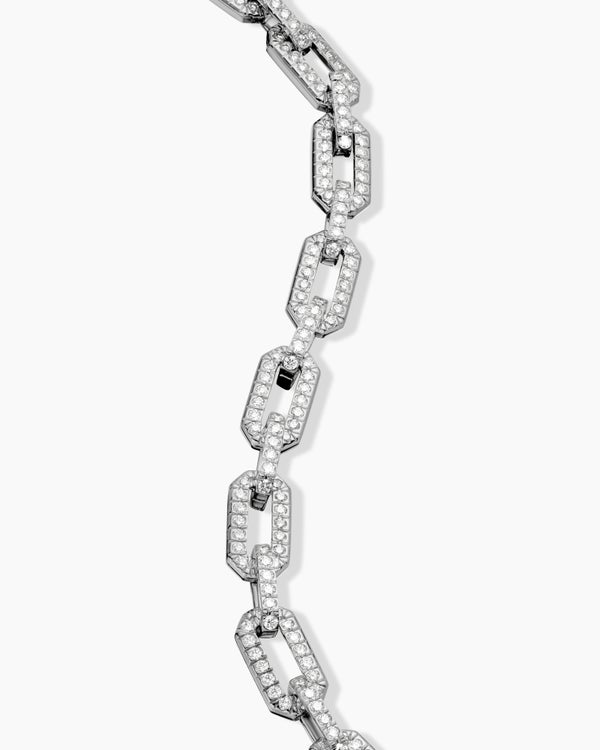Bracelet en chaîne à pavé en or blanc 18 carats avec diamants, 7 mm