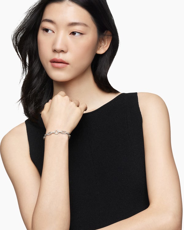 Bracelet en chaîne à pavé en or blanc 18 carats avec diamants, 7 mm