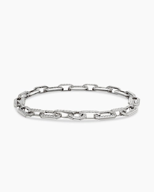 Womens Pavé Chain Bracelet in 18K White Gold with Diamonds, 7mm