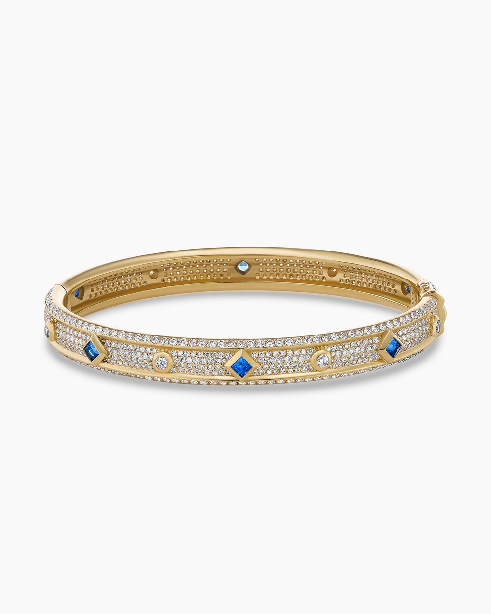 Bracelet jonc Modern Renaissance® en or jaune 18 carats avec pavé de diamants intégral et saphirs, 8 mm femme