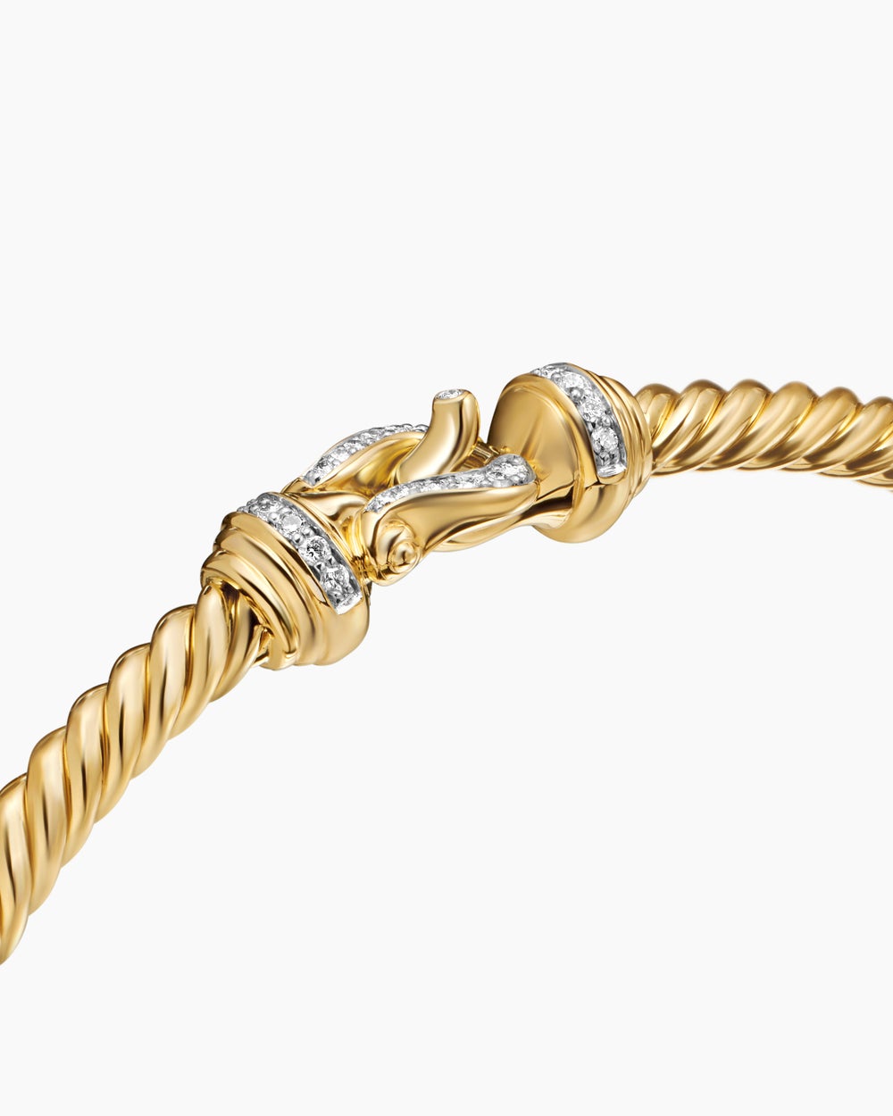 Womens Buckle Cablespira Bracelet in 18K Yellow Gold with Diamonds, 3.5mm