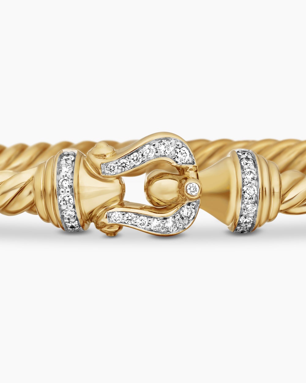 Womens Buckle Cablespira Bracelet in 18K Yellow Gold with Diamonds, 3.5mm