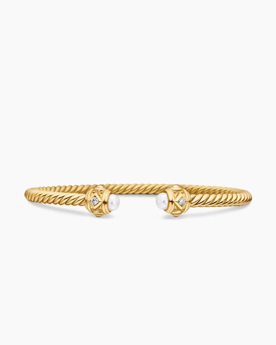 Renaissance Cablespira Bracelet in 18K Yellow Gold with Diamonds, 3.5mm