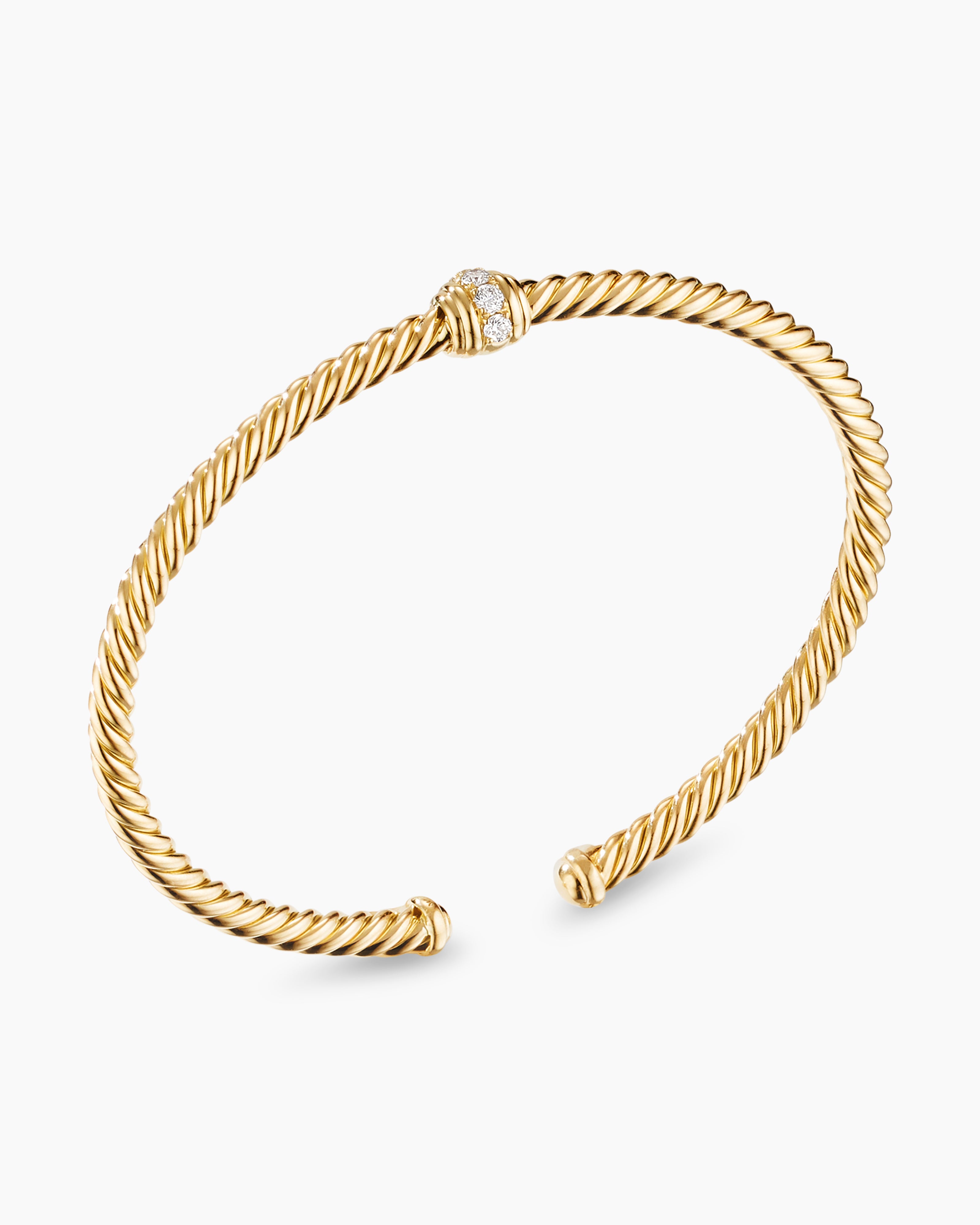 Classic Cablespira Station Bracelet in 18K Yellow Gold with Diamonds, 3 ...