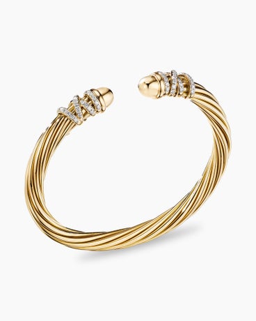 Helena Bracelet in 18K Yellow Gold with Gold Domes and Diamonds, 6mm