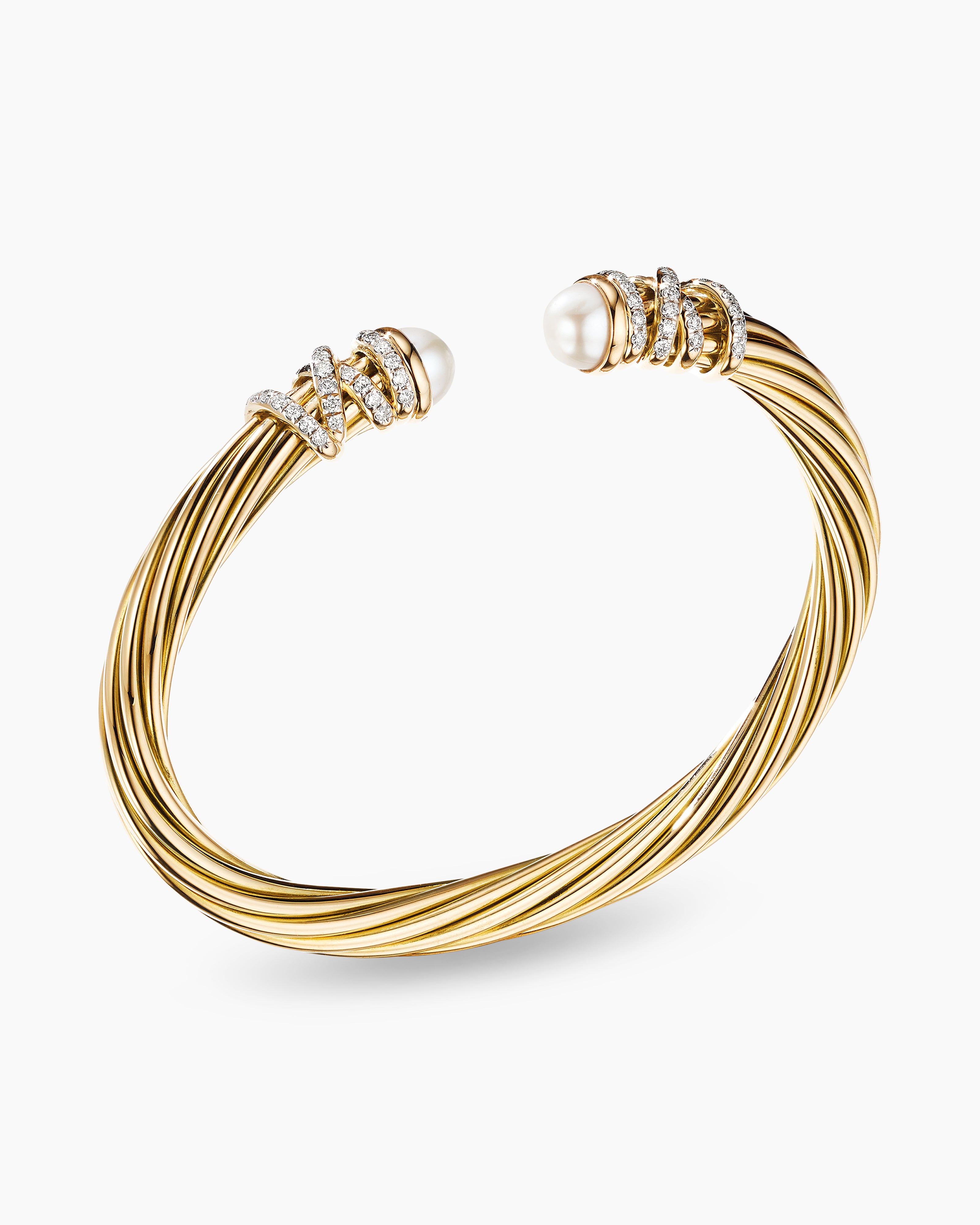 David Yurman Carlyle Bracelet in 18K Yellow Gold with Pavé Diamonds