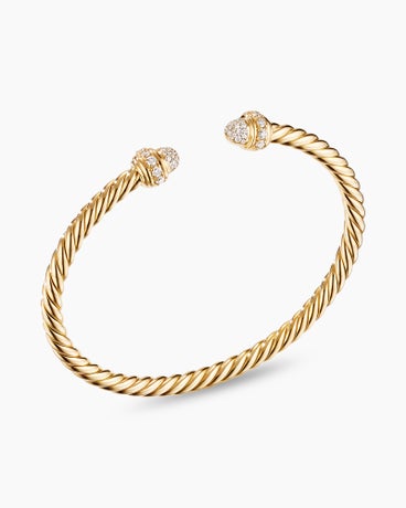 Classic Cablespira® Bracelet in 18K Yellow Gold with Diamonds, 4mm