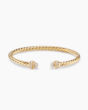 Classic Cablespira® Bracelet in 18K Yellow Gold with Diamonds, 4mm