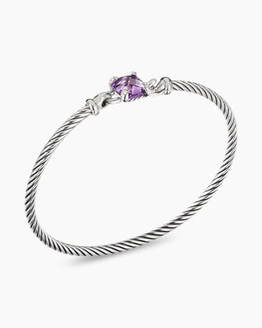 Chatelaine® Bracelet in Sterling Silver with Amethyst and Diamonds, 3mm