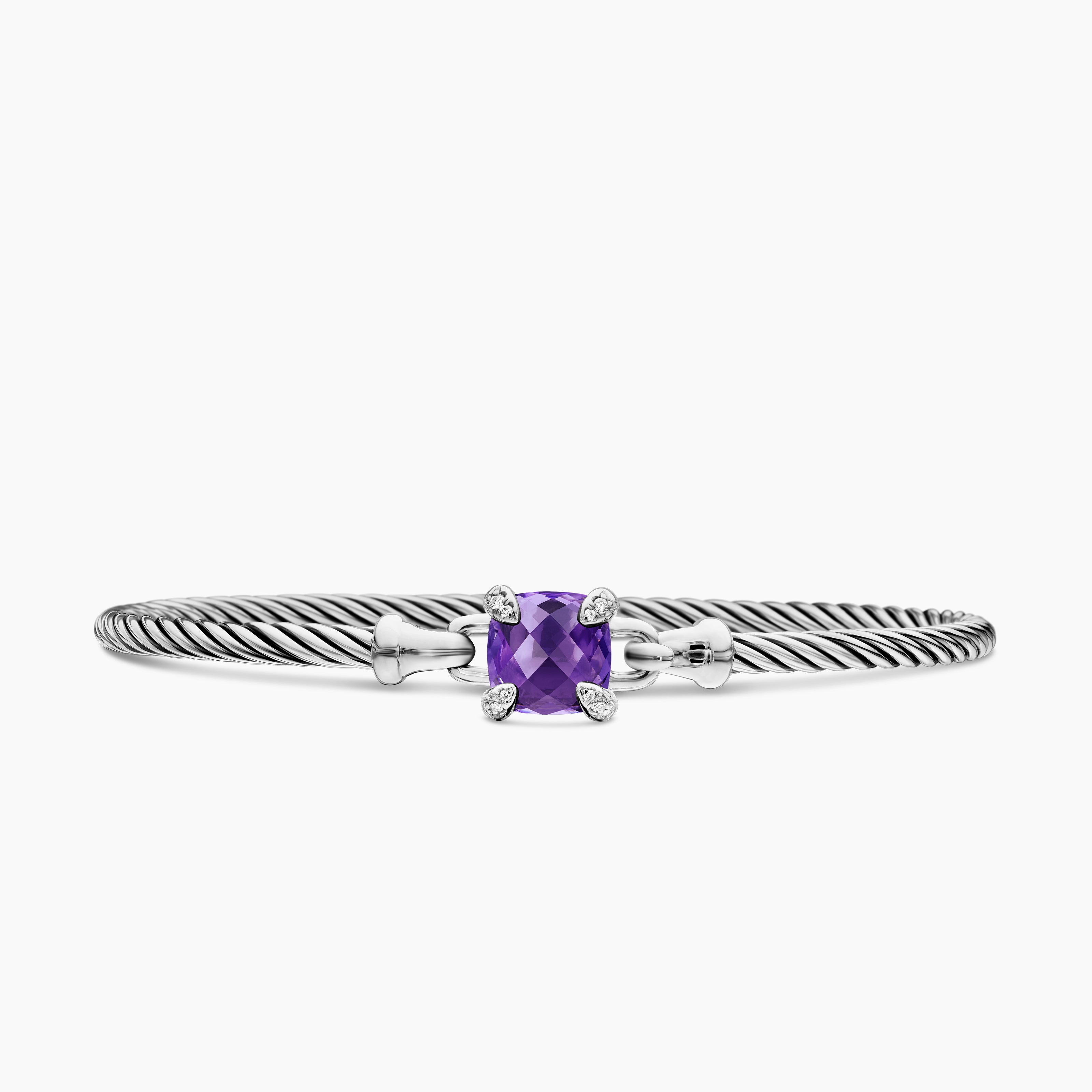 Womens Chatelaine Bracelet in Sterling Silver with Diamonds, 3mm