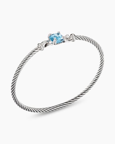 Chatelaine® Bracelet in Sterling Silver with Blue Topaz and Diamonds, 3mm