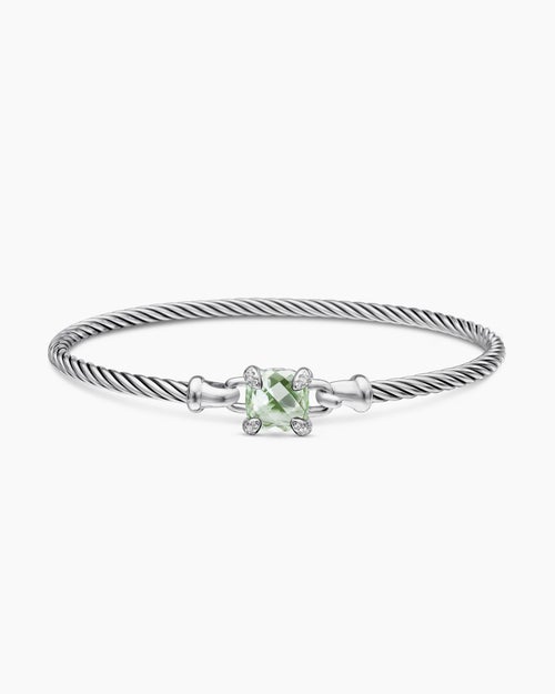 Womens Chatelaine Bracelet in Sterling Silver with Diamonds, 3mm