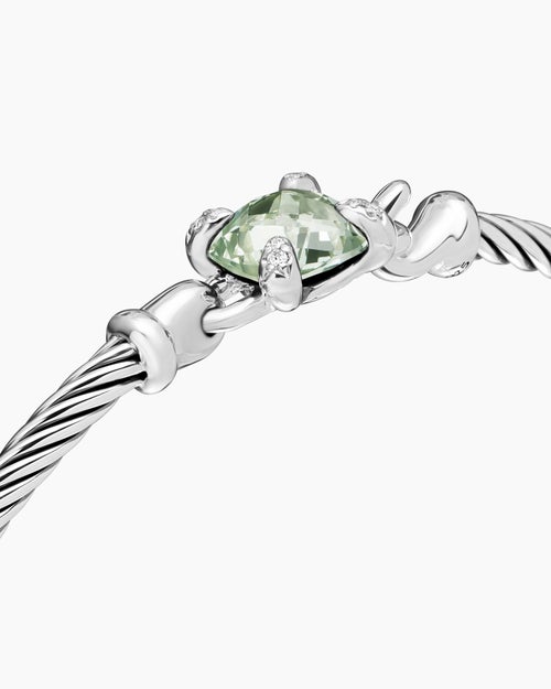 Womens Chatelaine Bracelet in Sterling Silver with Diamonds, 3mm