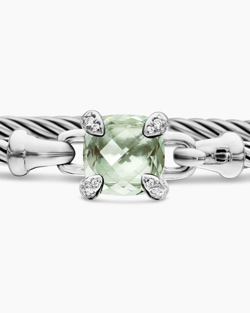 Womens Chatelaine Bracelet in Sterling Silver with Diamonds, 3mm