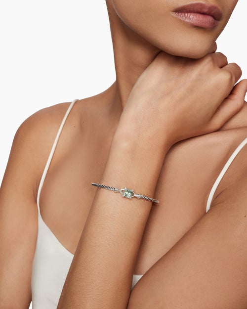 Womens Chatelaine Bracelet in Sterling Silver with Diamonds, 3mm