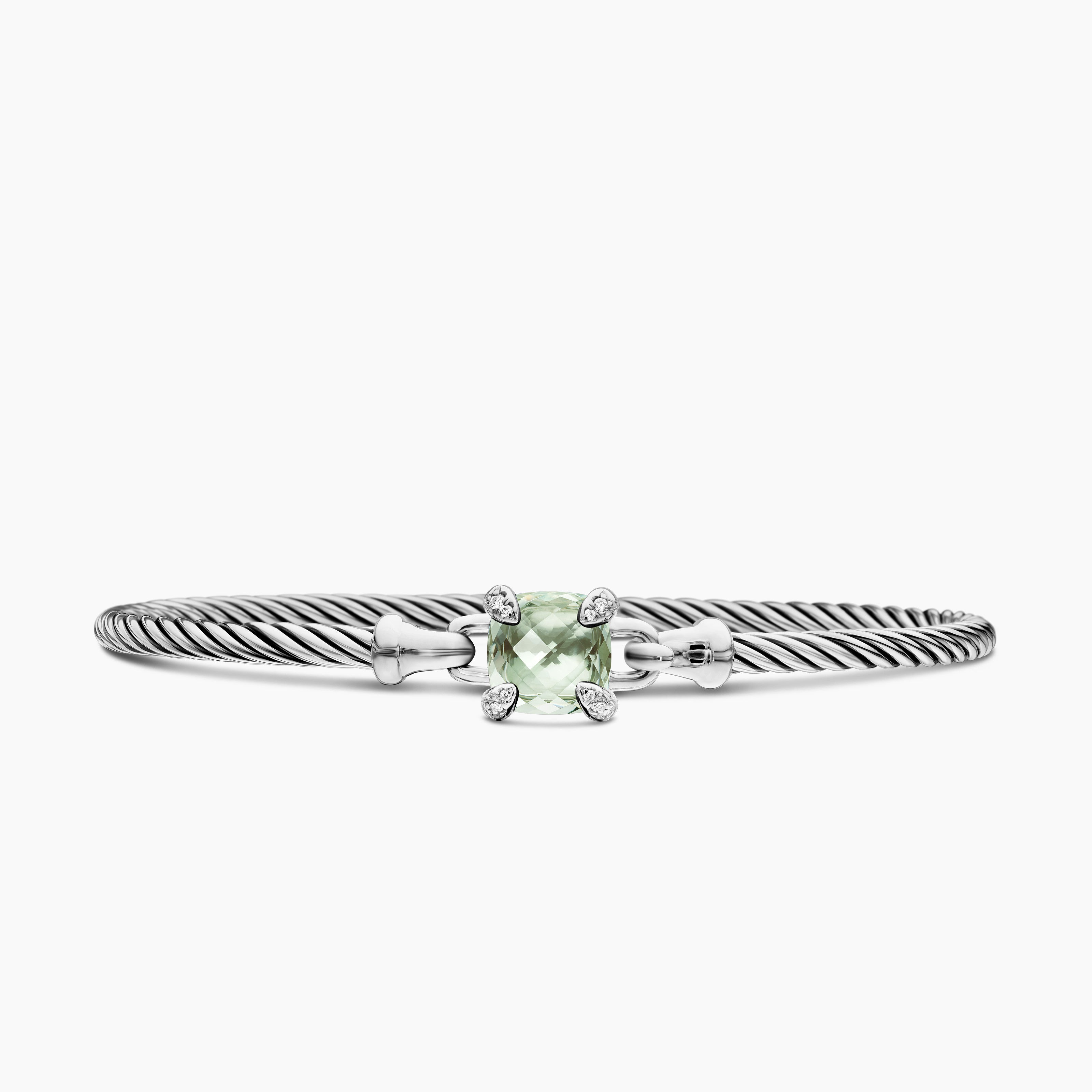 Womens Chatelaine Bracelet in Sterling Silver with Diamonds, 3mm