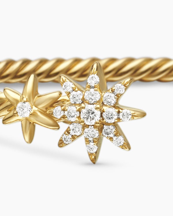 Petite Starburst Cable Bracelet in 18K Yellow Gold with Diamonds, 2.6mm