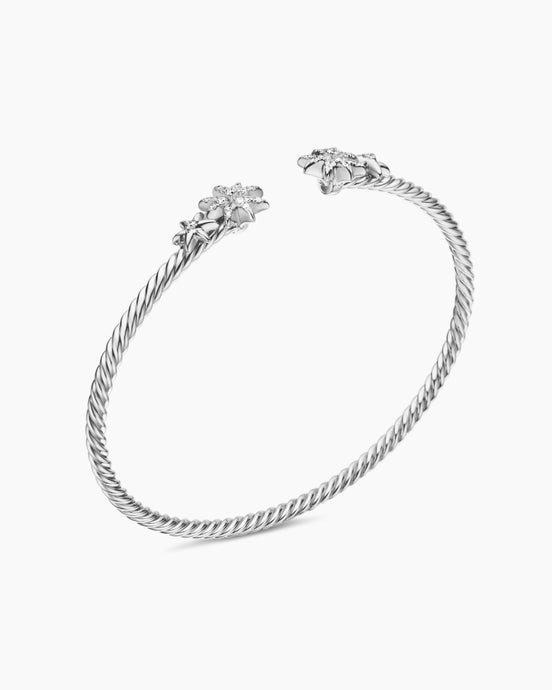 Petite Starburst Cable Flex® Bracelet in Sterling Silver with Diamonds, 2.6mm