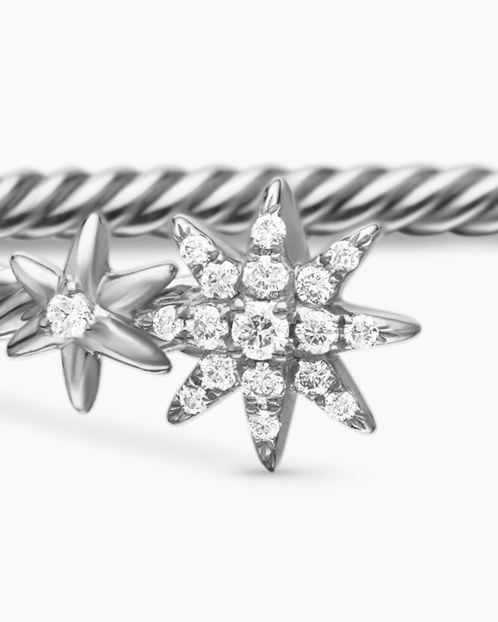 Womens Petite Starburst Cable Flex Bracelet in Sterling Silver with Diamonds, 2.6mm