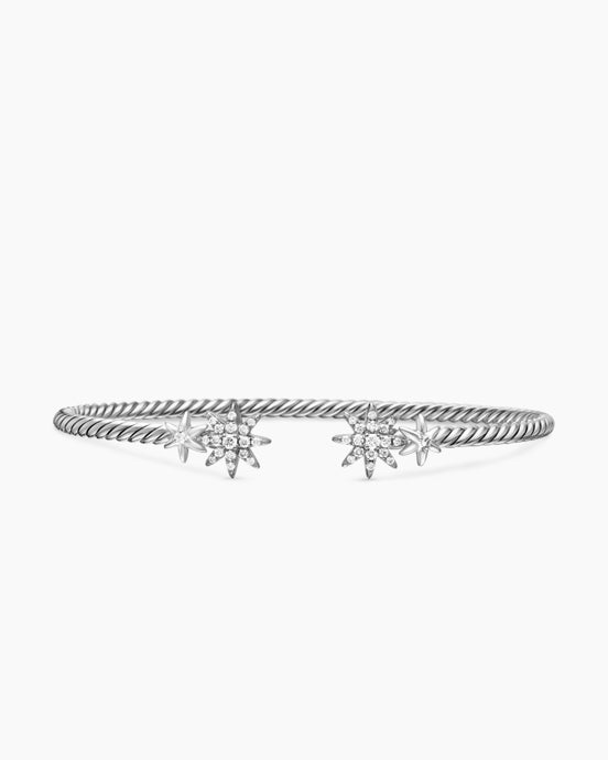 Petite Starburst Cable Flex® Bracelet in Sterling Silver with Diamonds, 2.6mm