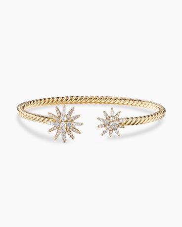 Starburst Cable Bracelet in 18K Yellow Gold with Diamonds, 3.5mm