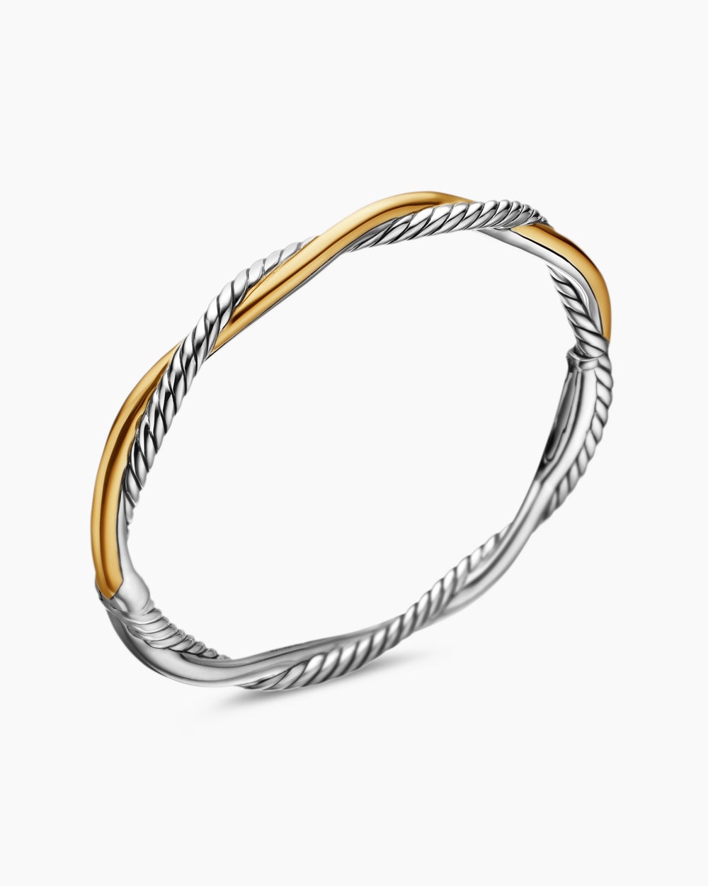 Womens Petite Infinity Bracelet in Sterling Silver with 14K Yellow Gold, 4.4mm