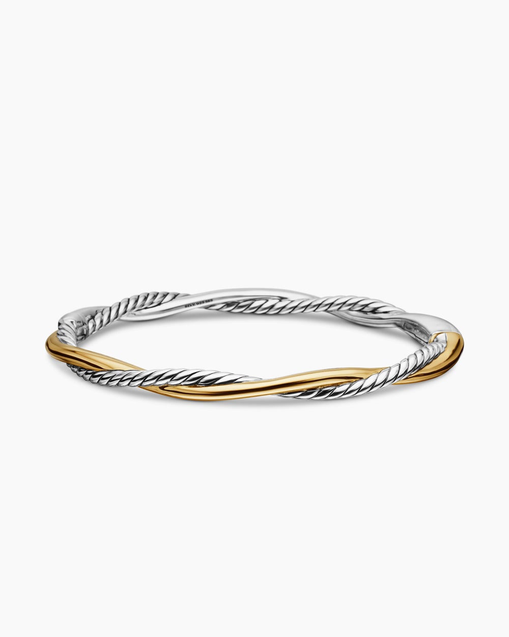 Womens Petite Infinity Bracelet in Sterling Silver with 14K Yellow Gold, 4.4mm