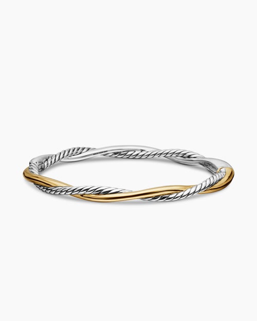 Womens Petite Infinity Bracelet in Sterling Silver with 14K Yellow Gold, 4.4mm