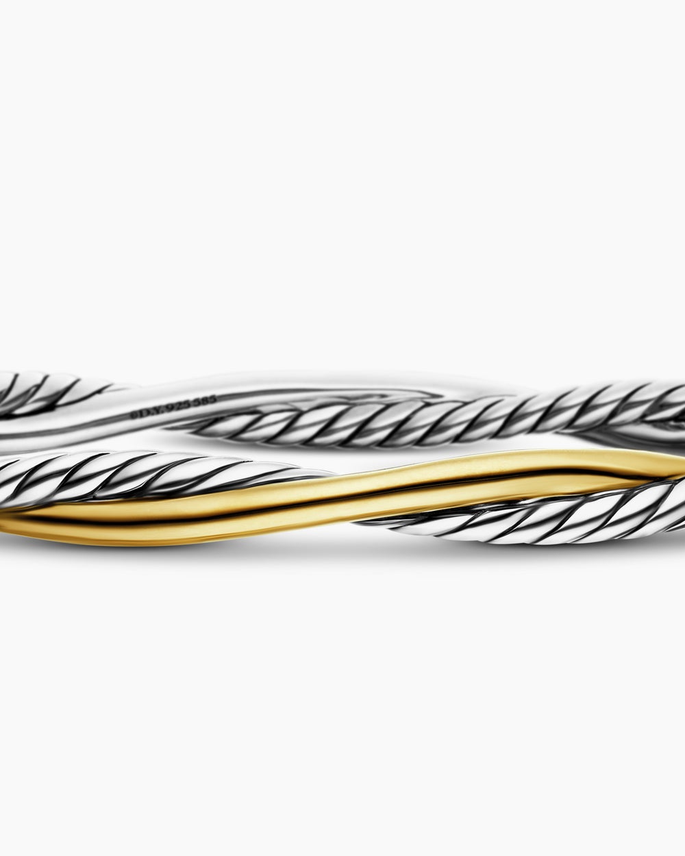 Womens Petite Infinity Bracelet in Sterling Silver with 14K Yellow Gold, 4.4mm