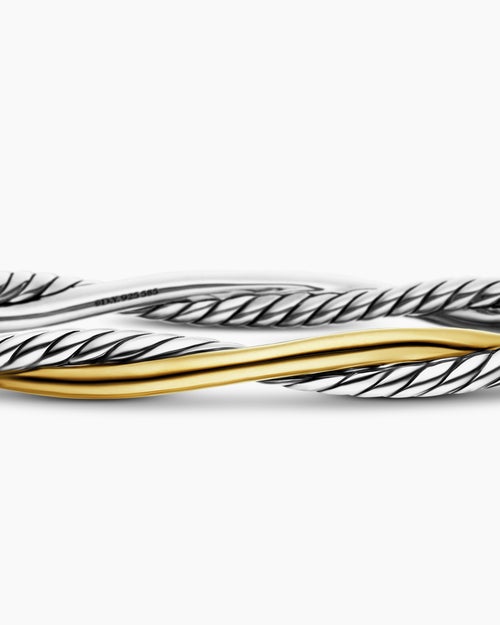 Womens Petite Infinity Bracelet in Sterling Silver with 14K Yellow Gold, 4.4mm