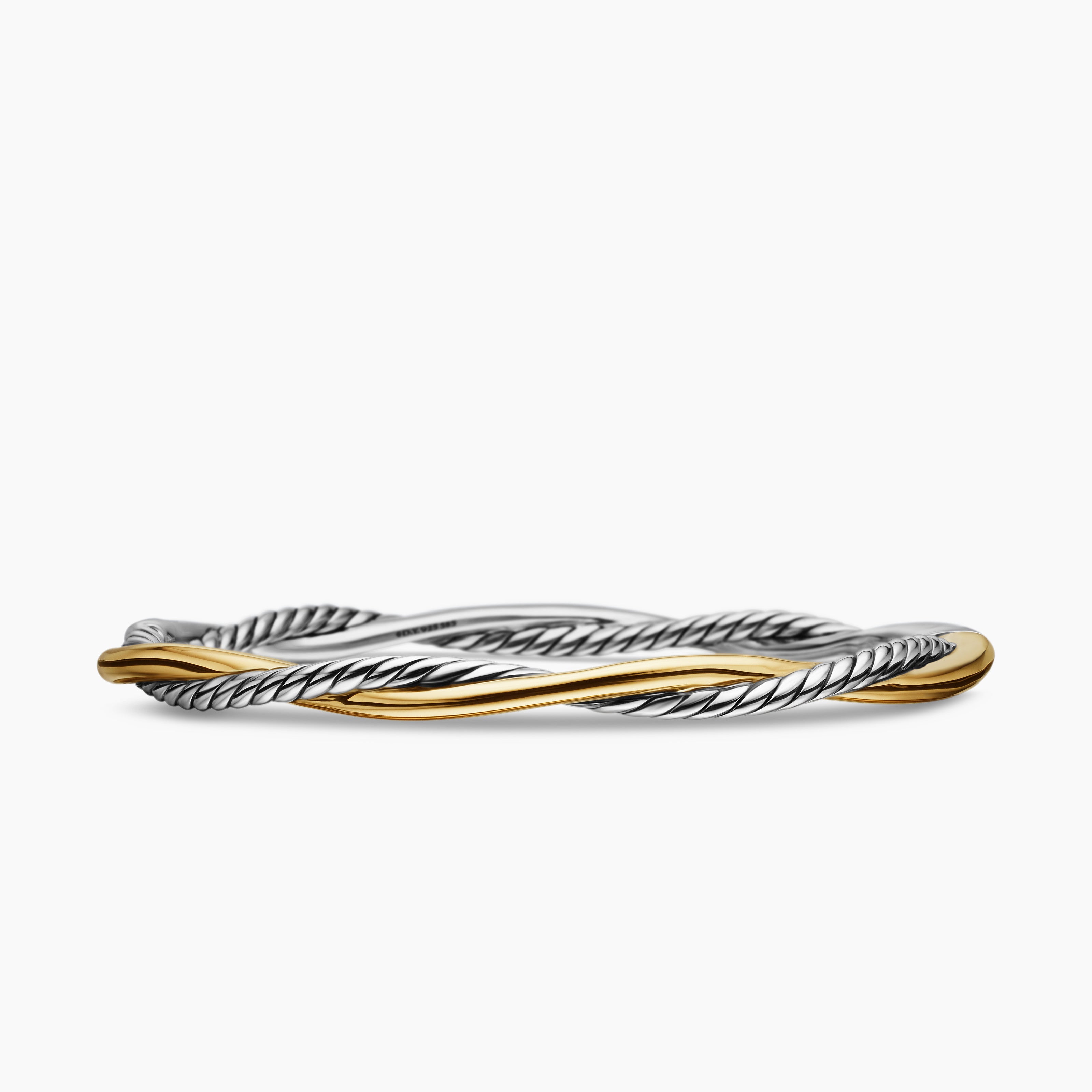 Womens Petite Infinity Bracelet in Sterling Silver with 14K Yellow Gold, 4.4mm