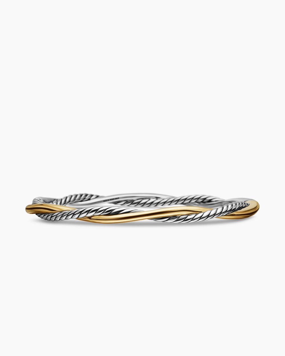 Womens Petite Infinity Bracelet in Sterling Silver with 14K Yellow Gold, 4.4mm