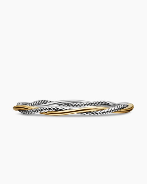 Womens Petite Infinity Bracelet in Sterling Silver with 14K Yellow Gold, 4.4mm
