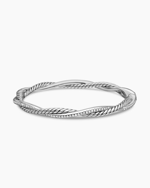 Womens Petite Infinity Bracelet in Sterling Silver with Diamonds, 4.4mm