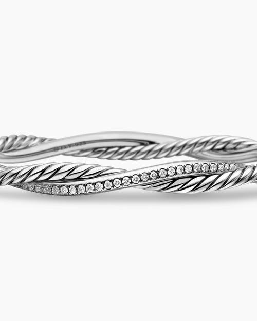 Womens Petite Infinity Bracelet in Sterling Silver with Diamonds, 4.4mm