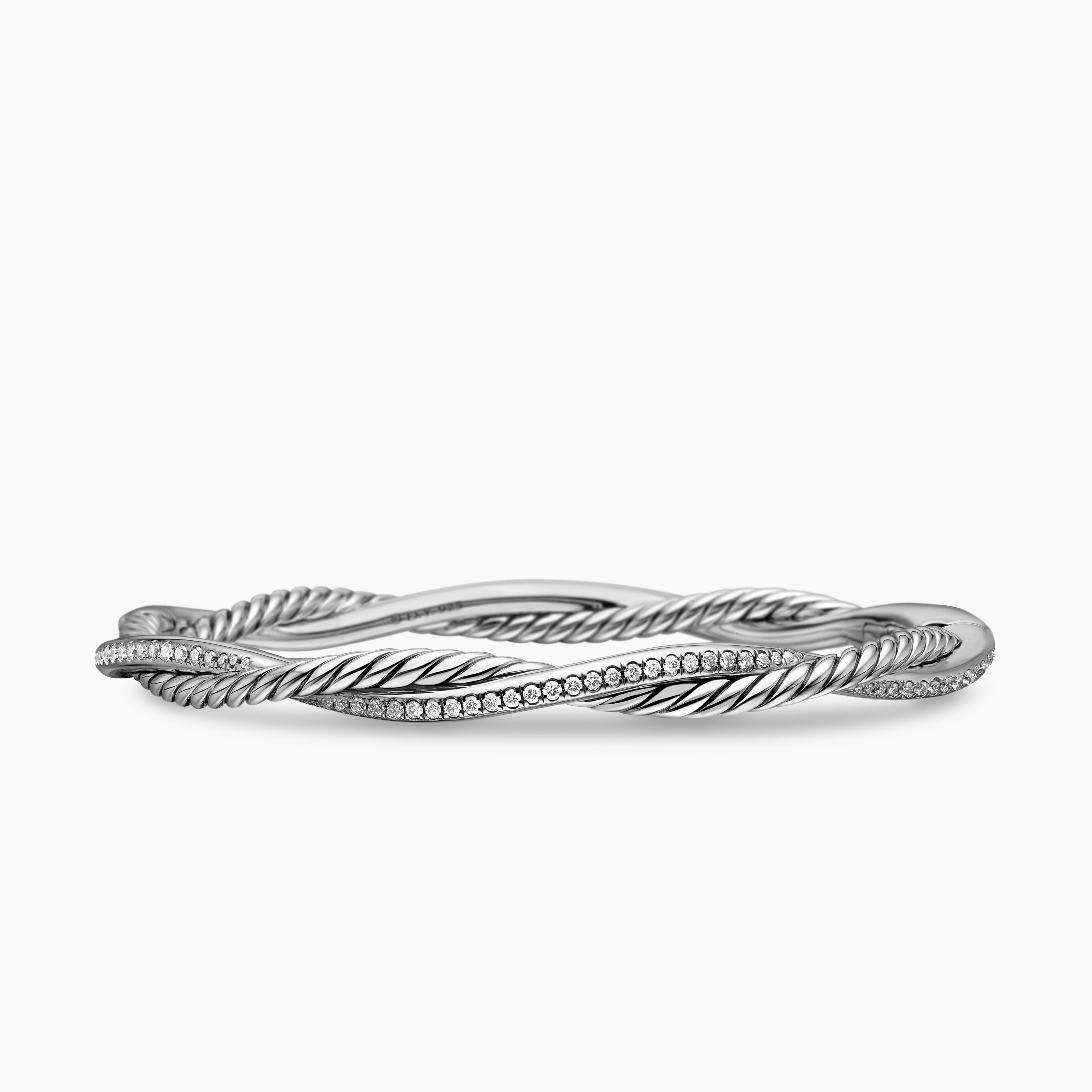 Womens Petite Infinity Bracelet in Sterling Silver with Diamonds, 4.4mm