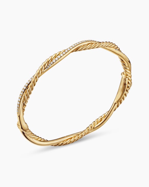 Womens Petite Infinity Bracelet in 18K Yellow Gold with Diamonds, 4.4mm