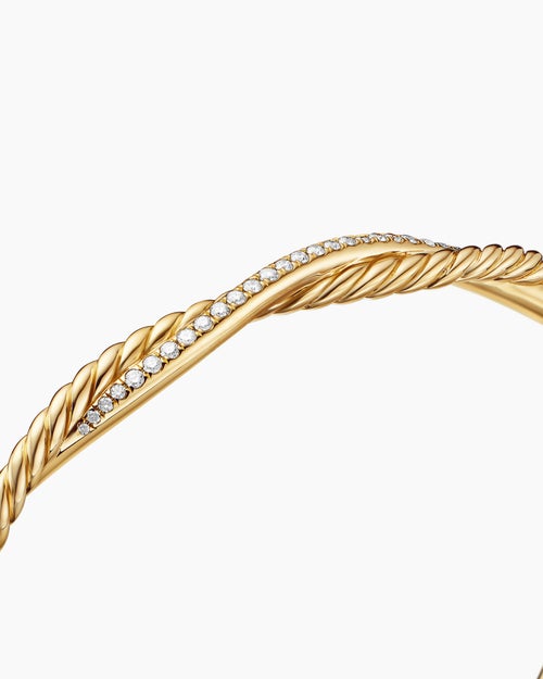Womens Petite Infinity Bracelet in 18K Yellow Gold with Diamonds, 4.4mm