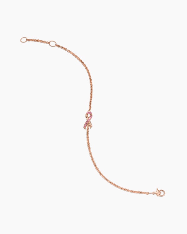 Cable Collectibles® Ribbon Chain Bracelet in 18K Rose Gold with Pavé Pink Sapphires, 15mm