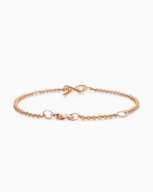 Womens Cable Collectibles® Ribbon Chain Bracelet in 18K Rose Gold with Pavé Pink Sapphires, 15mm