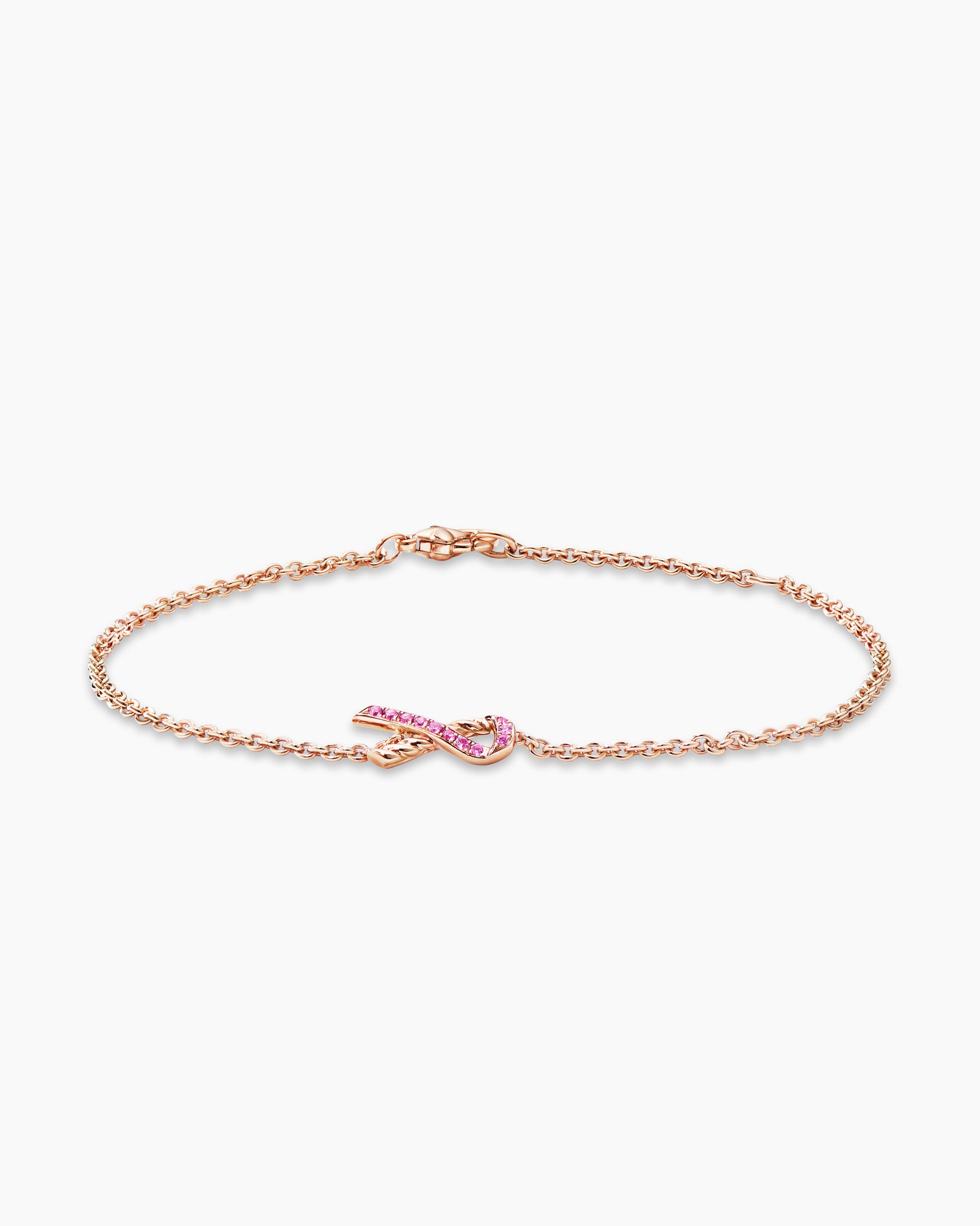 Cable Collectibles® Ribbon Chain Bracelet in Sterling Silver with Pavé Pink  Sapphires