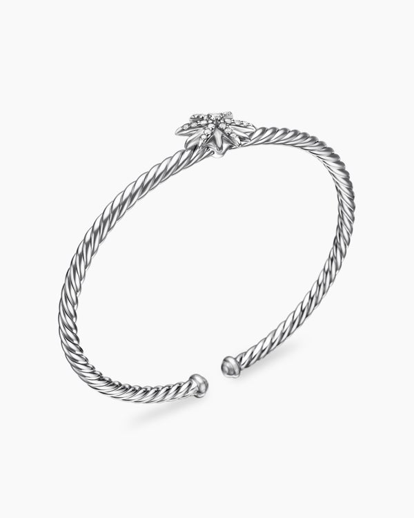 Starburst Center Station Bracelet in Sterling Silver with Diamonds, 3mm